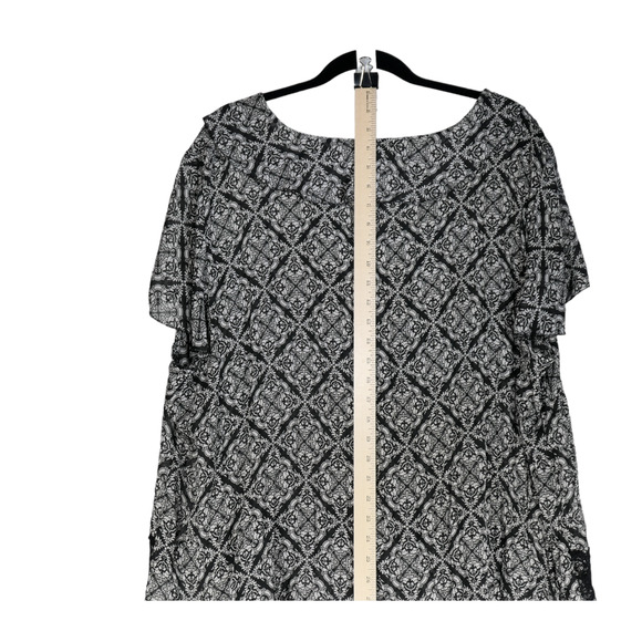 NY City Design Blouse Womens Size 4X Button Sheer Black White Lace and Ruffles - Picture 6 of 7